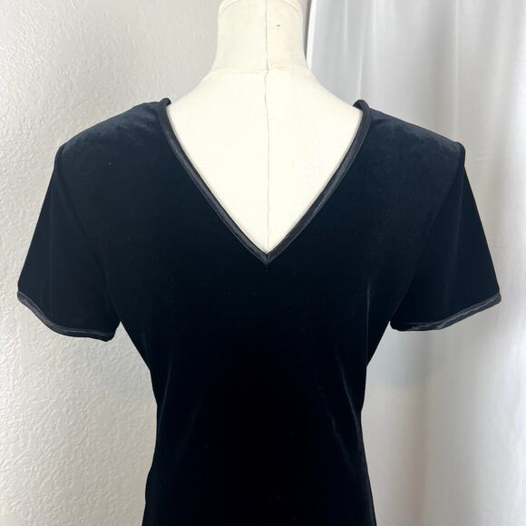 VTG Scarlett Dress Womens 7/8 Black Velvet Maxi Button Detail Slit Grunge Y2K - Picture 6 of 13